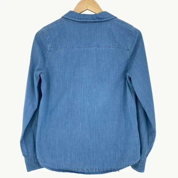 Sézane Women's Servanne Button Down Long Sleeve Shirt | 36 (4) | Chambray Denim - Picture 11 of 16